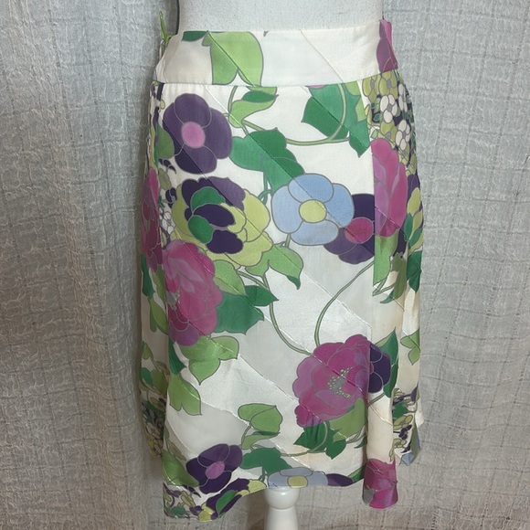 Armani Collezioni Purple and Green Knee-Length A-Line Skirt - Picture 3 of 5